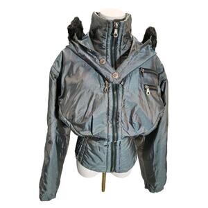 Vtg Kaelin Skiing Finesse Bomber Jacket Cinched Waist Sz 8/10 Iridescent 80's